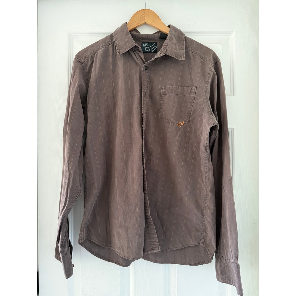 Y2K Fox Racing Mens Brown Button Down Shirt